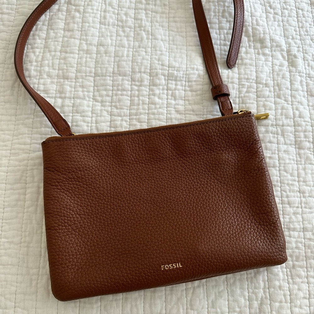Fossil crossbody leather tan bag